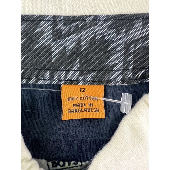 Tailor Vintage Polo Shirt Kids Size 12 Blue Cream Short Sleeve Dressy Cotton New - Picture 2 of 5